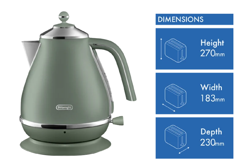 DeLonghi 1.7 Litre Icona Capitals Kettle Copenhagen Green