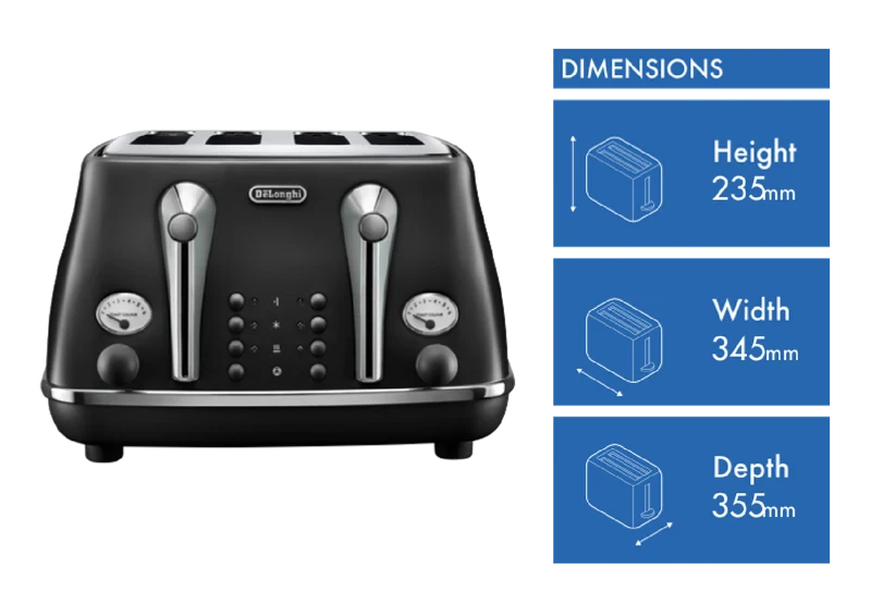 DeLonghi Icona Capitals 4 Slice Toaster Edinburgh Black