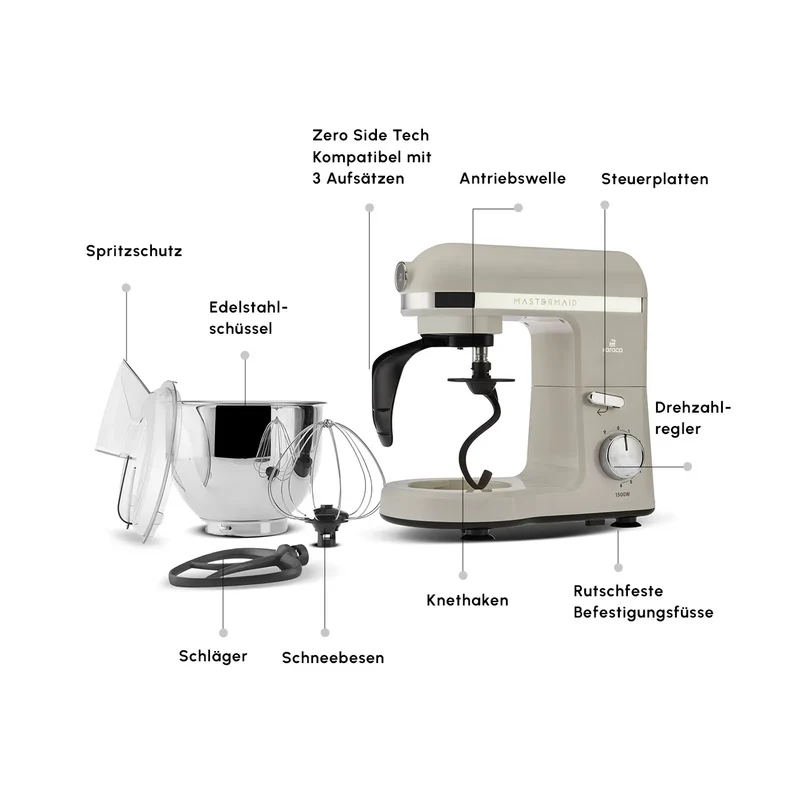Karaca Mastermaid Chef Pro Doppelarm Küchenchef Ikonisch Beige, 5L, 1500 W