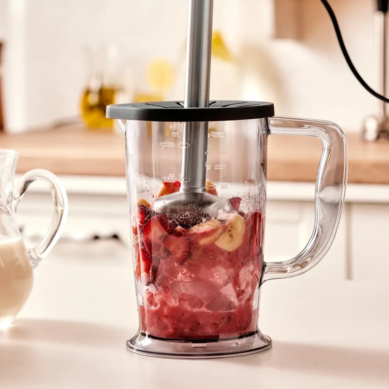 Karaca Mastermaid Küchenroboter aus Stahlglas, Langer Mixer 8 ın 1, 2500 W, Rosegold