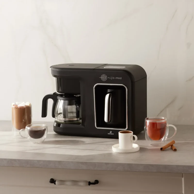 Karaca Hatır Plus Mod 5 in 1 Essential Kaffeemaschine Schwarz Chrom, 1385W