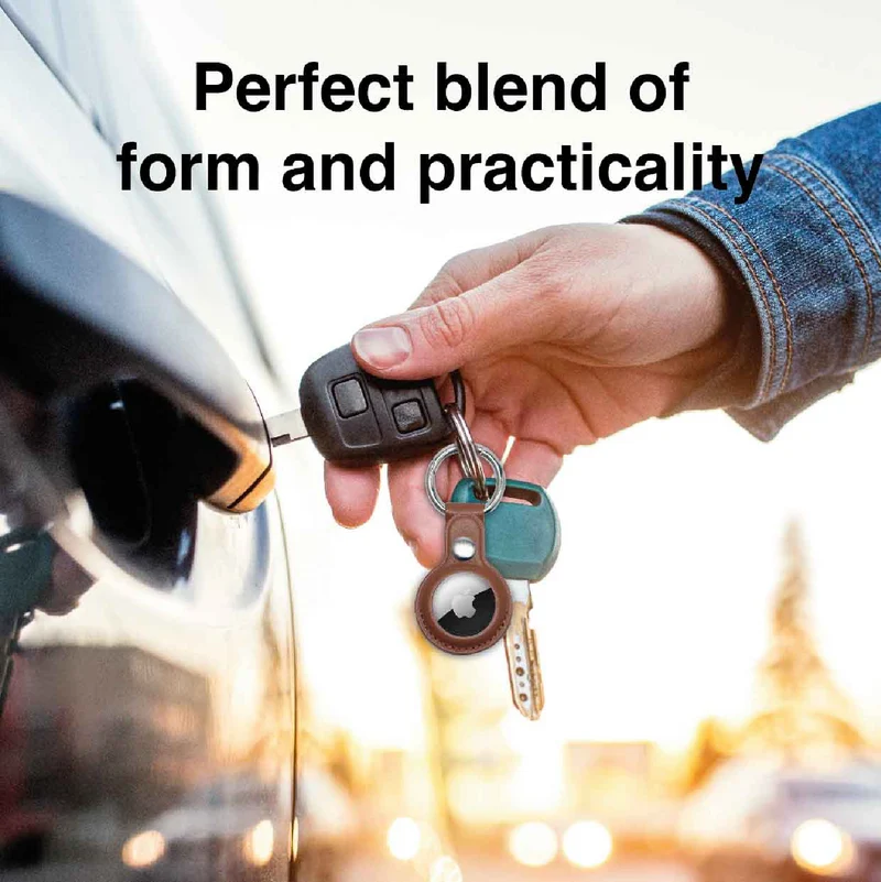 Laser Vegan Leather Apple AirTag Key Ring (2 Pack)