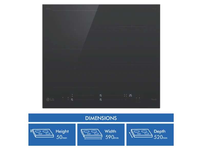 LG 60cm Induction Cooktop, 4 Cook Zones, 1 Flexi