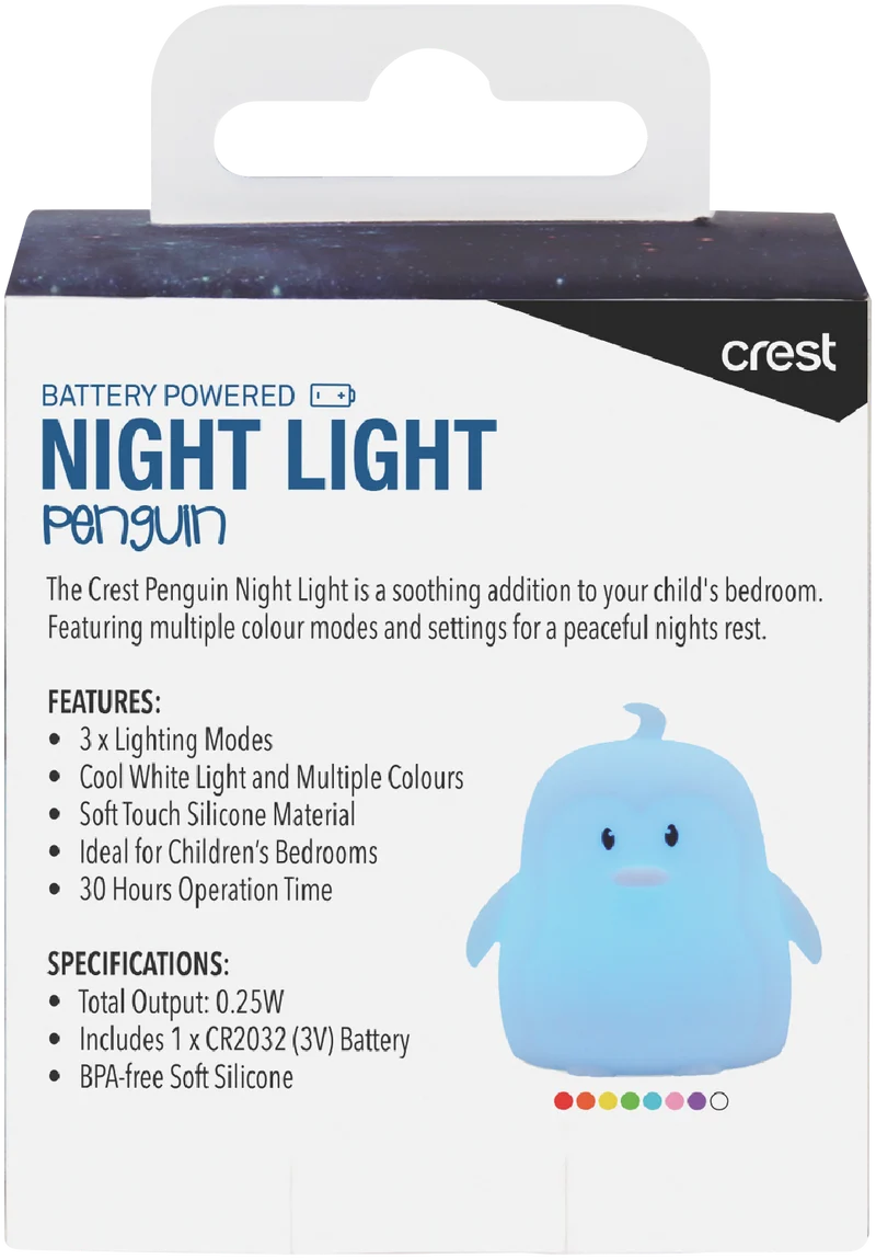 Crest Kids Multi-Coloured Mini Night Light Penguin