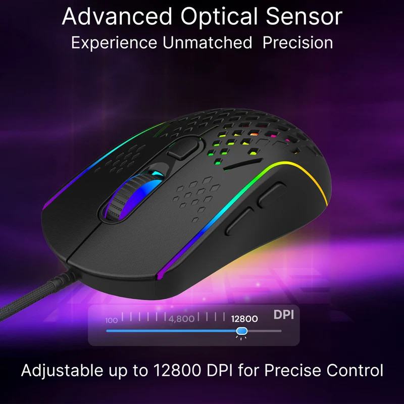 Laser Wired RGB Gaming Mouse (12800 DPI) - Black