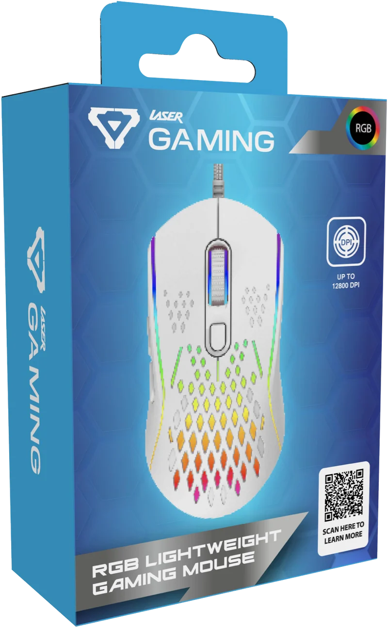 Laser Wired RGB Gaming Mouse (12800 DPI) - White