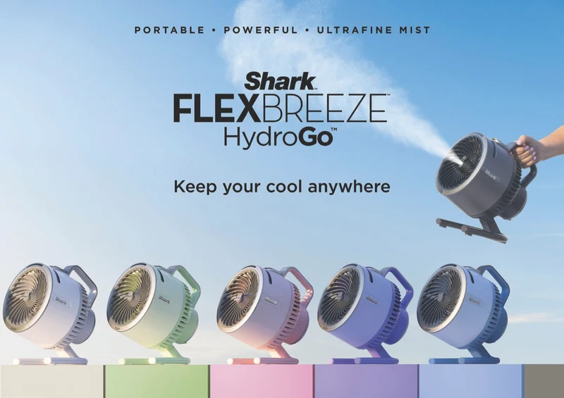 Shark FlexBreeze HydroGo Misting Portable Fan (Lilac)
