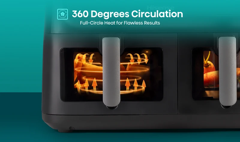 Hisense 11 Litre Dual Basket Air Fryer With Window And Colour display