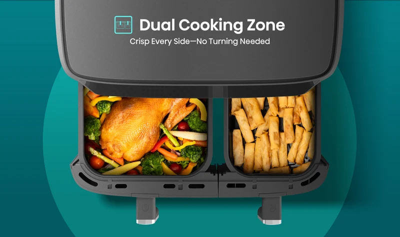 Hisense 11 Litre Dual Basket Air Fryer With Window And Colour display