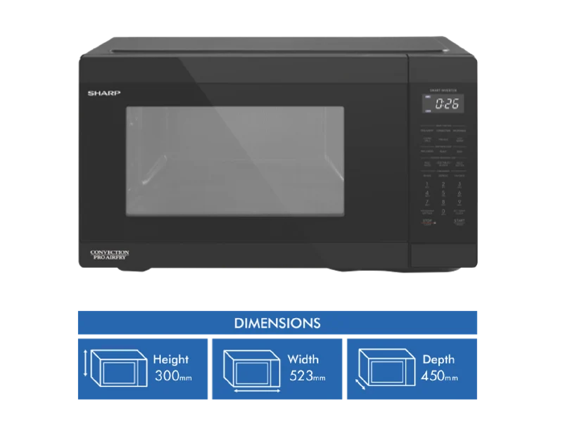 Sharp 26L 1000W Pro Airyfry Convection Microwave Black