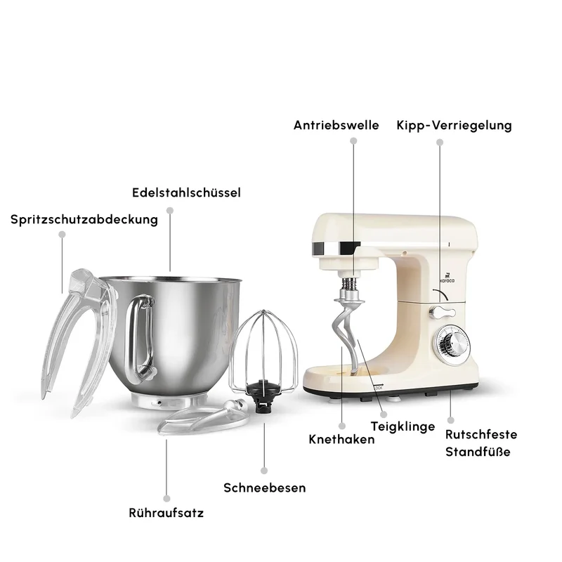 Karaca Blendburst Stand Mixer, 5.7L, 1400W, Iconic Beige