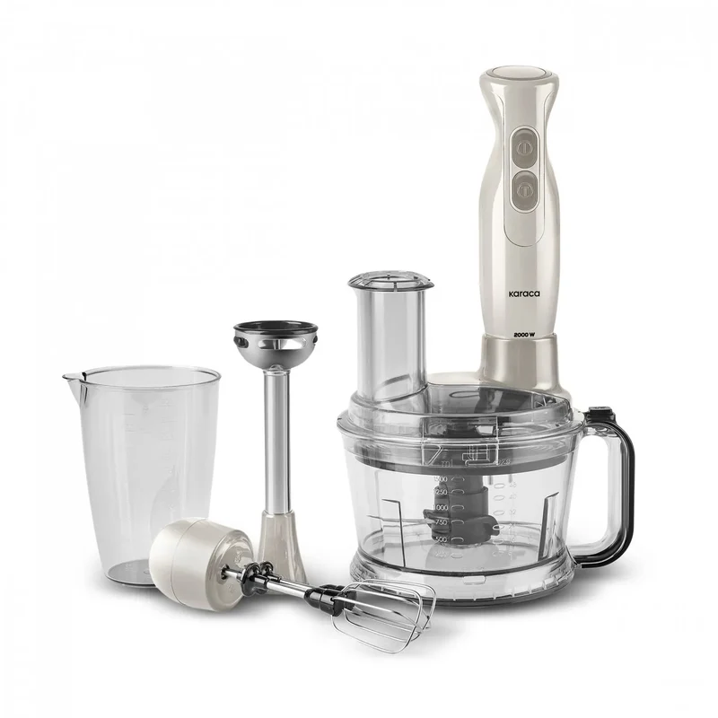 Karaca Pro-Multimax 6 in 1 Mehrzweck-Küchenmaschine, Ikonische Beige & Latte, 2000W