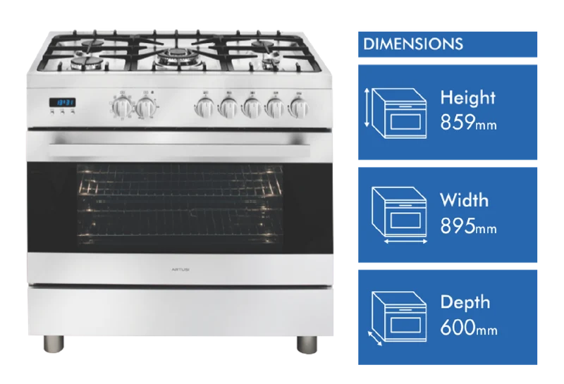 ARTUSI 90cm Dual Fuel Freestanding Cooker, Stainless Steel