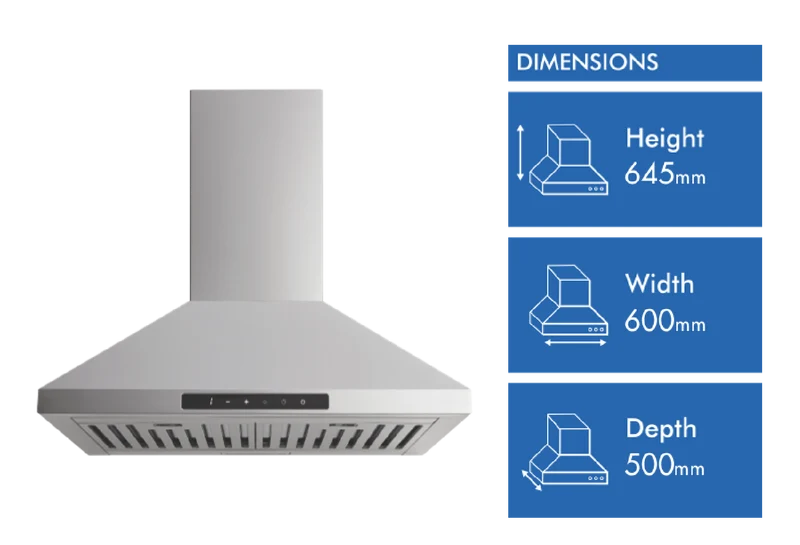Euromaid 60cm Pyramid Canopy Rangehood, Stainless Steel
