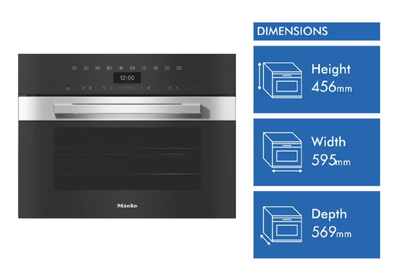 Miele 45cm Compact Combination Steam Oven with HydroClean Self-Cleaning Function CleanSteel