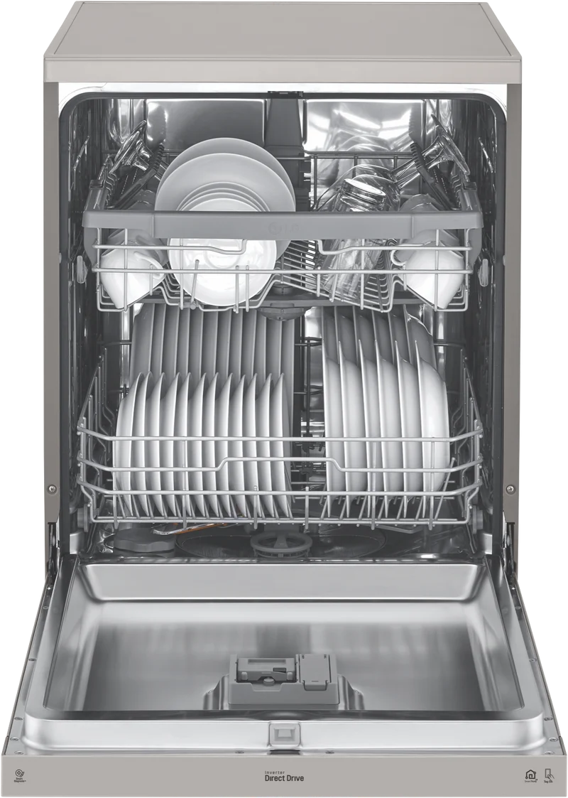 LG 60cm 14 Place QuadWash Freestanding Dishwasher, Platinum Steel