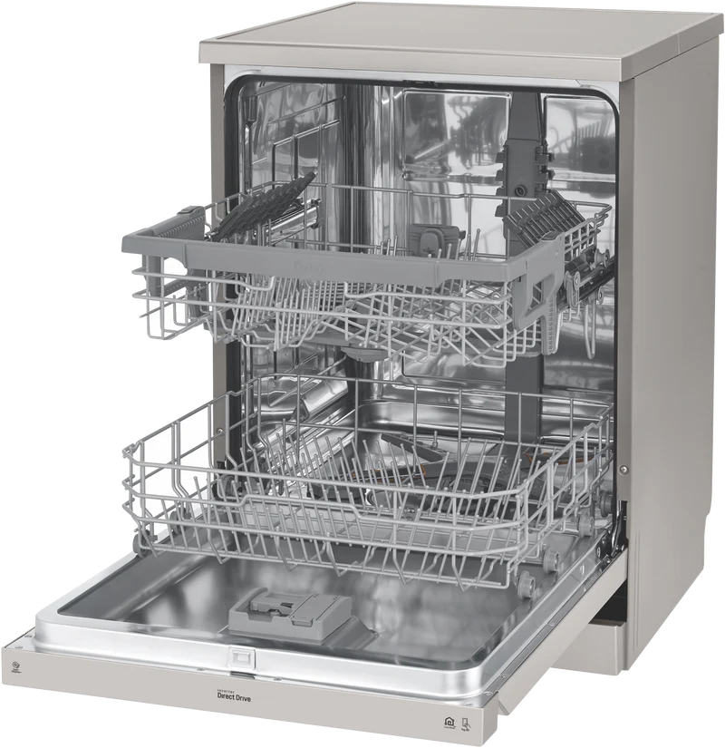 LG 60cm 14 Place QuadWash Freestanding Dishwasher, Platinum Steel
