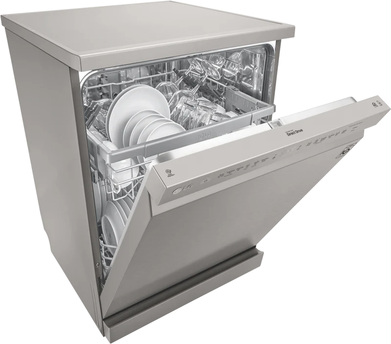 LG 60cm 14 Place QuadWash Freestanding Dishwasher, Platinum Steel
