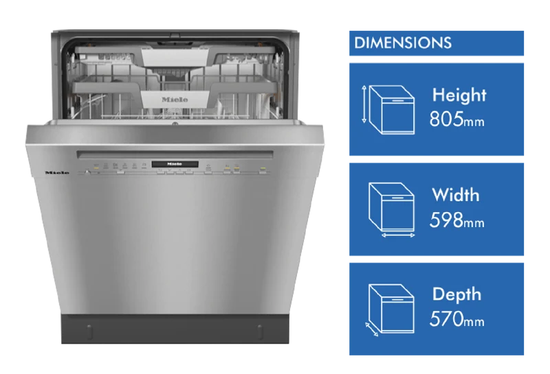 Miele 60cm Built-Under Dishwasher with AutoOpen Drying and Automatic Dispensing PowerDisk CleanSteel
