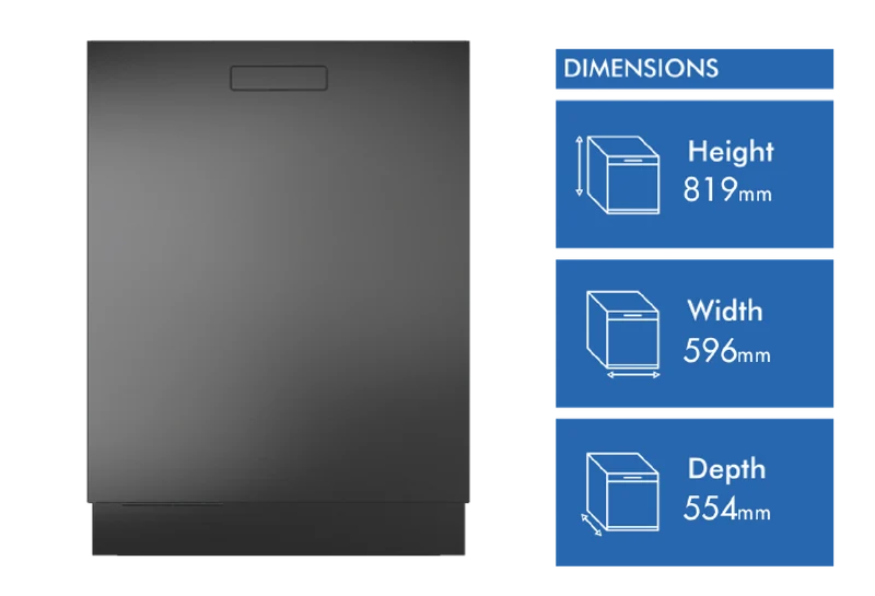 ASKO Logic Built In Dishwasher 82cm Black Steel