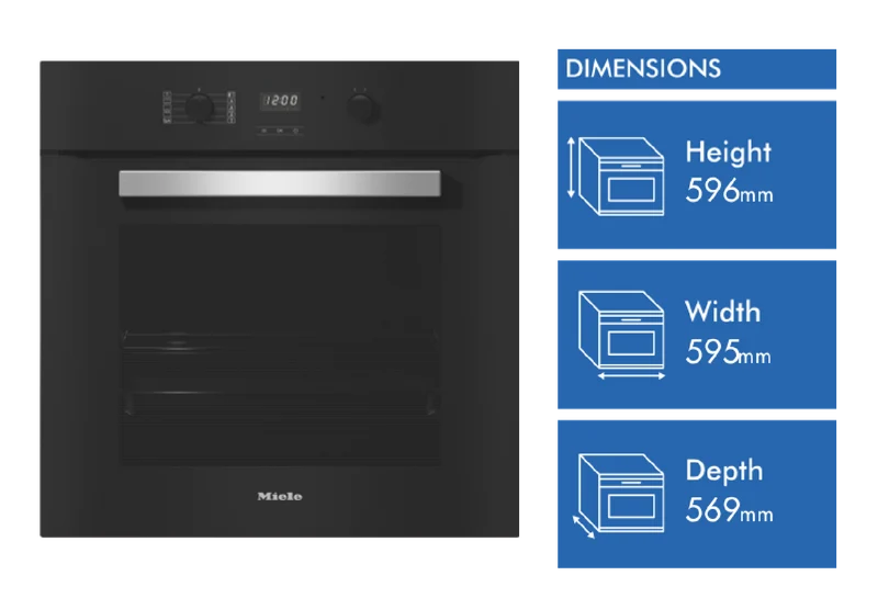 Miele 60cm Built-In Oven 76L Capacity with Rapid Heat-Up Obsidian Black