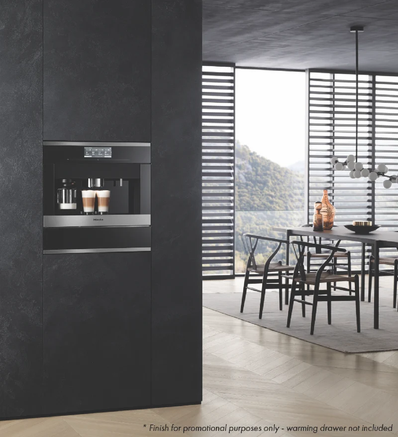 Miele 45cm Built-In Coffee Machine with AutoDescale and Plumbed-In DirectWater Connection Obsidian Black