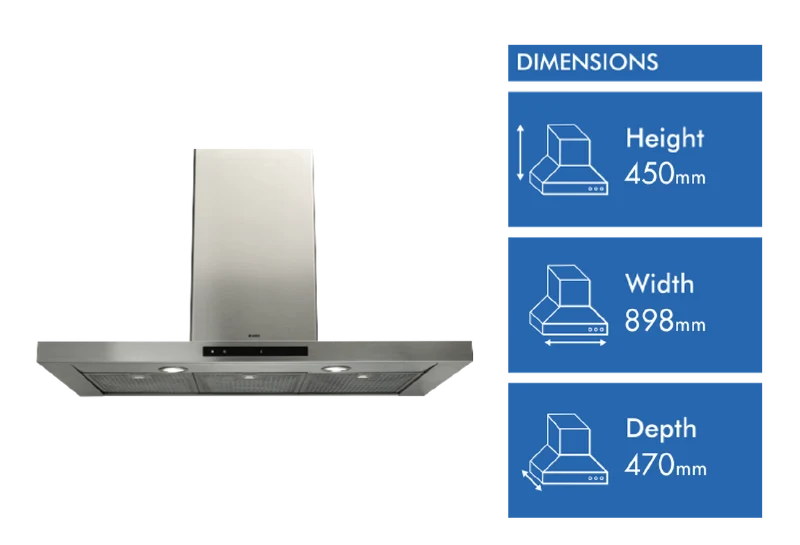 ASKO 90cm Wall Canopy Rangehood, Stainless Steel