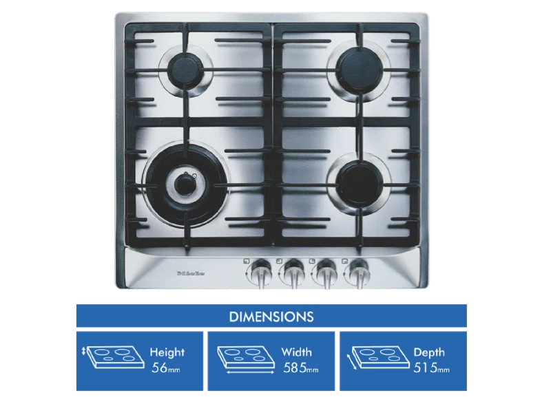 Miele 59cm 4 Burner Gas Cooktop Stainless Steel