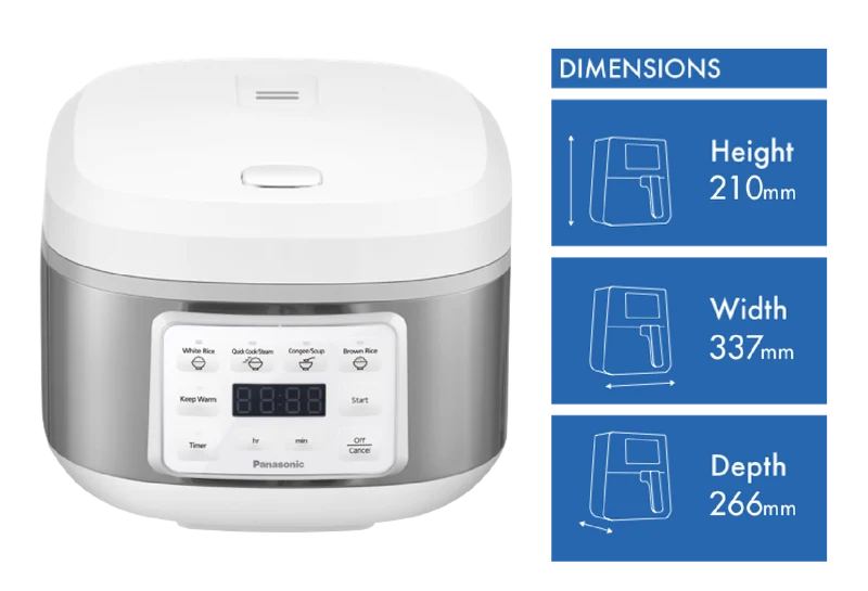 Panasonic 8 Cup Rice And Multi Cooker White/Silver