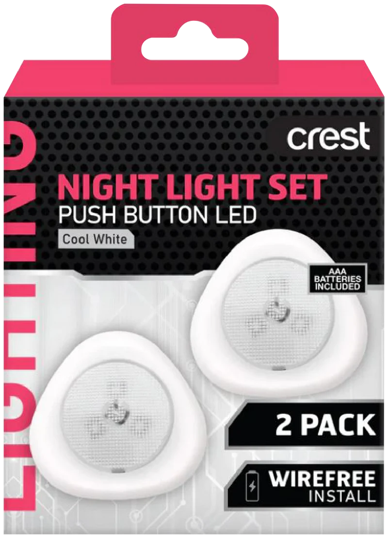 Crest Compact Push Light - 2 Pack