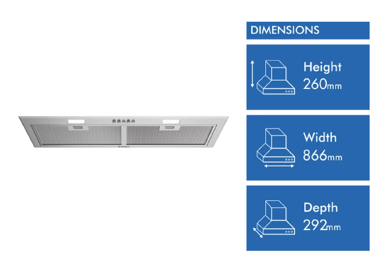 Westinghouse 86cm Integrated Rangehood, Stainless Steel