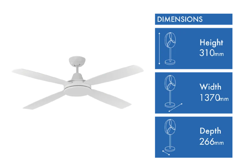 Mercator 137cm Nemoi White Ceiling Fan