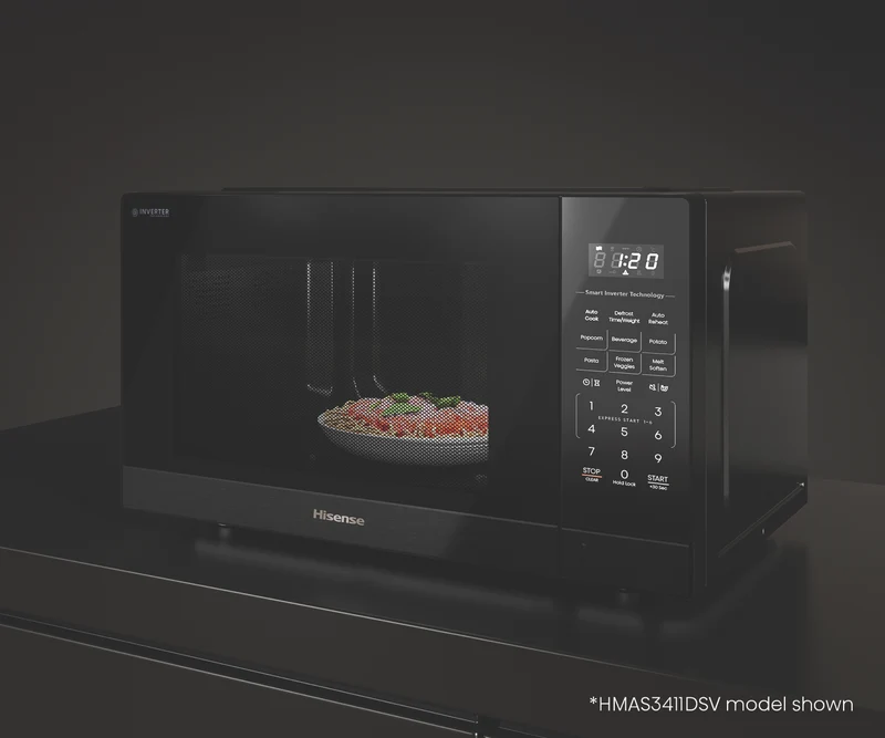 Hisense 34L 1100W Inverter Microwave Dark Stainless Steel