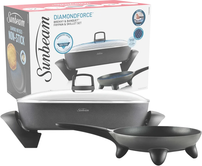 Sunbeam Diamond Force Brekky and Banquet Frypan & Skillet Set