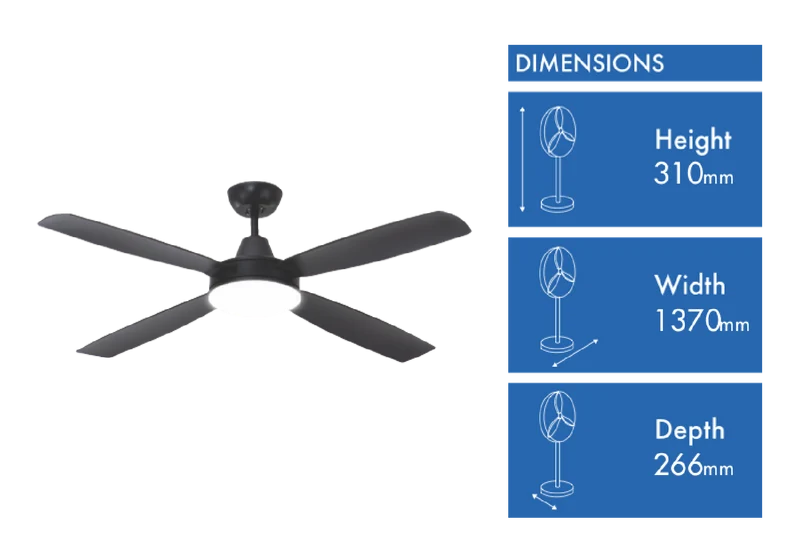 Mercator 137cm Nemoi with Light Black Ceiling Fan