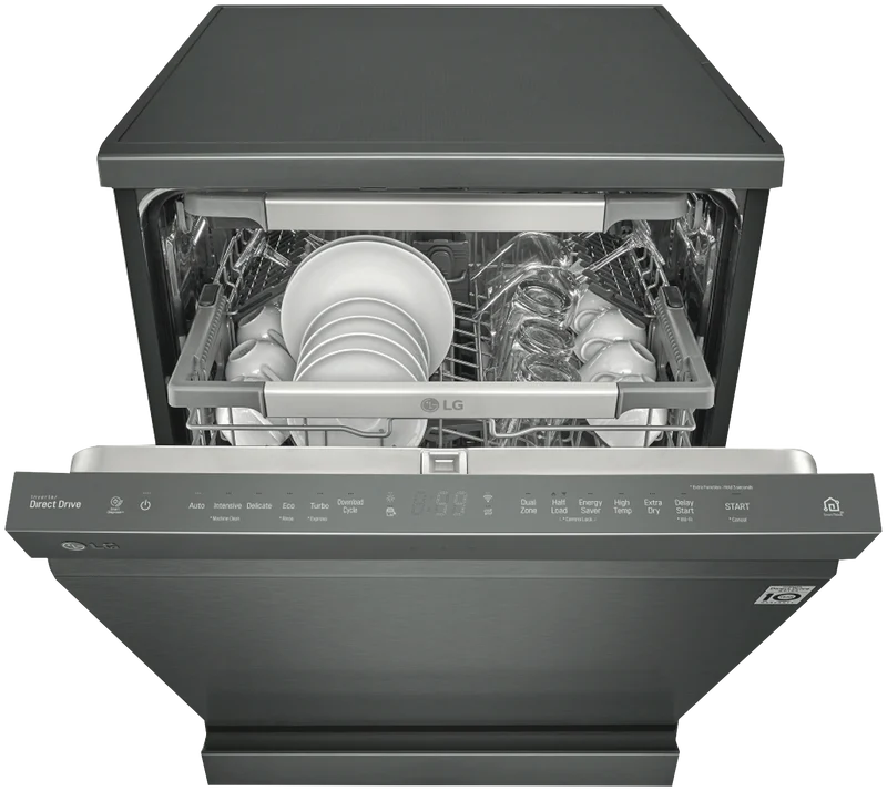 LG 60cm 15 Place QuadWash Freestanding Dishwasher, Matt Black