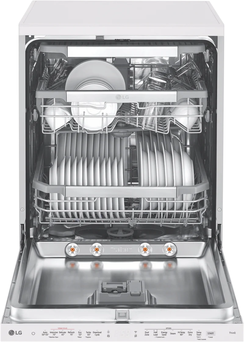 LG 60cm 15 Place QuadWash TrueSteam Dishwasher, Matte White