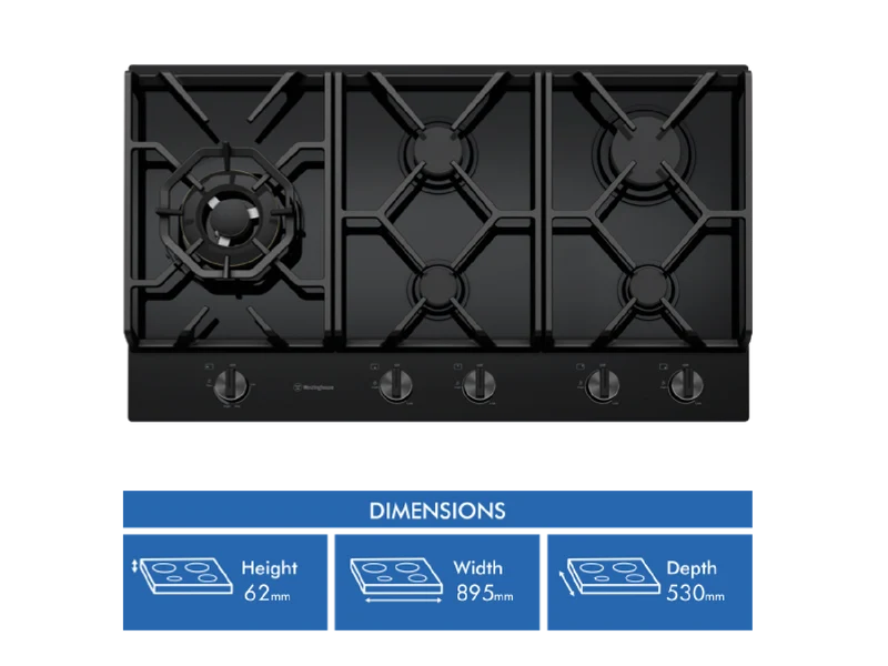 Westinghouse 90cm Gas on Glass Cooktop