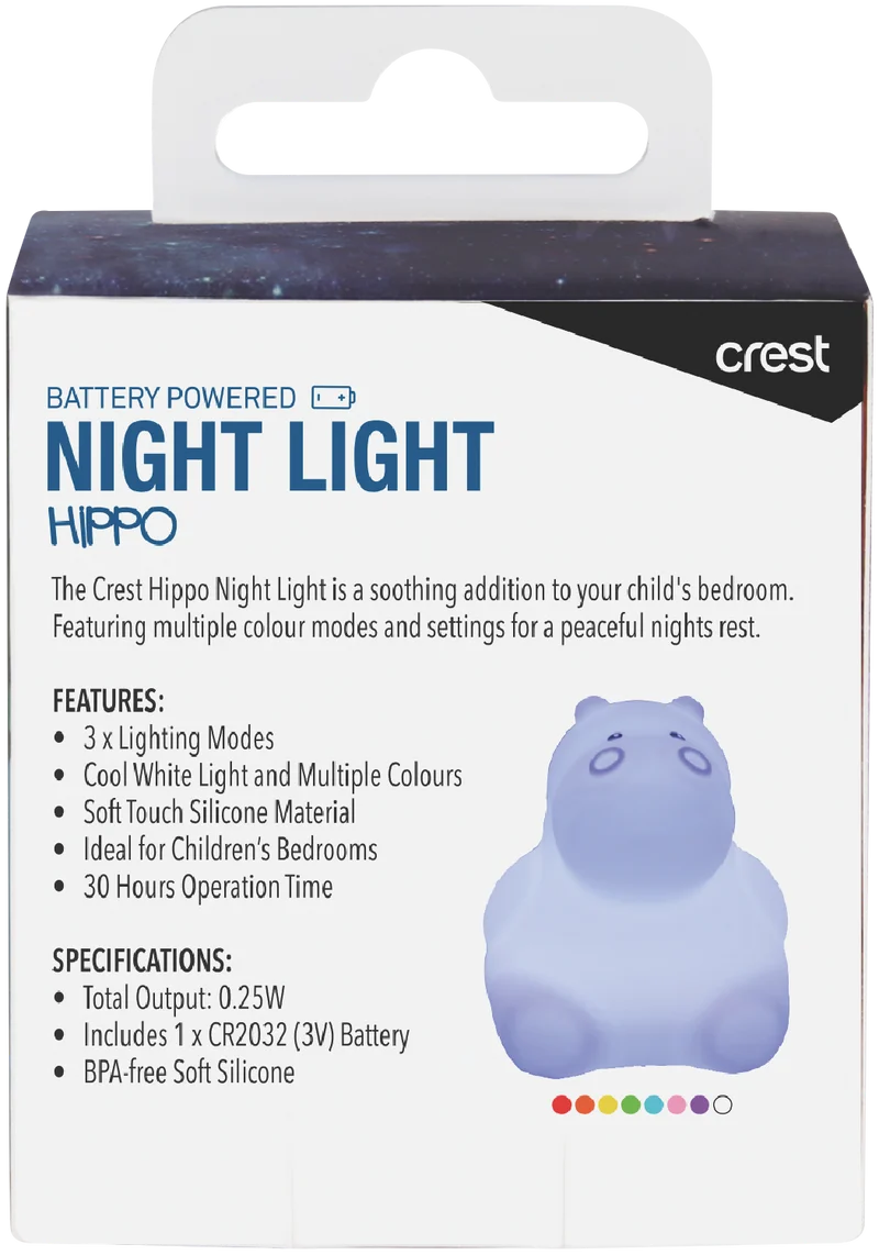 Crest Kids Multi-Coloured Mini Night Light Hippo