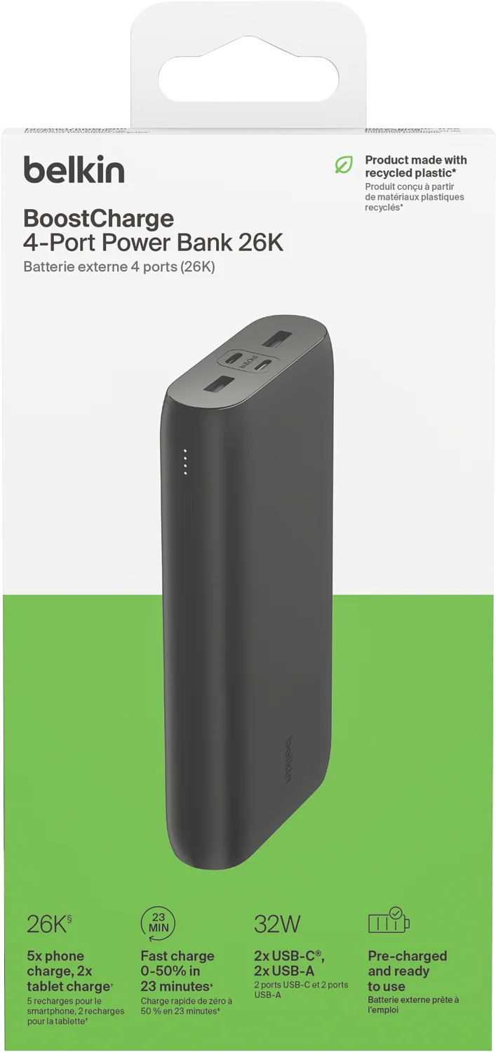 Belkin BoostCharge 32W PPS 4-Port Power Bank 26K