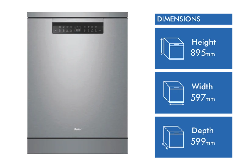 Haier 600 Series Freestanding Dishwasher, Steam, Satina