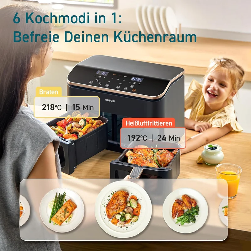 COSORI 2 Kammern 8,5-Liter Heißluftfritteuse-Gold