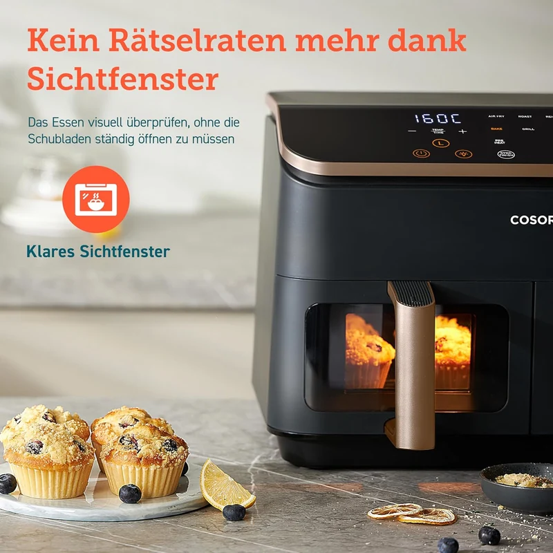 COSORI 2 Kammern 8,5-Liter Heißluftfritteuse-Gold