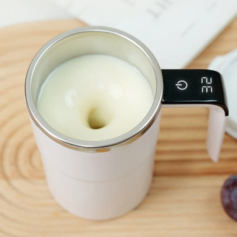 Selbstrührende Tasse | Magnetische Rührfunktion mit Temperaturanzeige & Edelstahl für Kaffee, Shakes und Getränke
