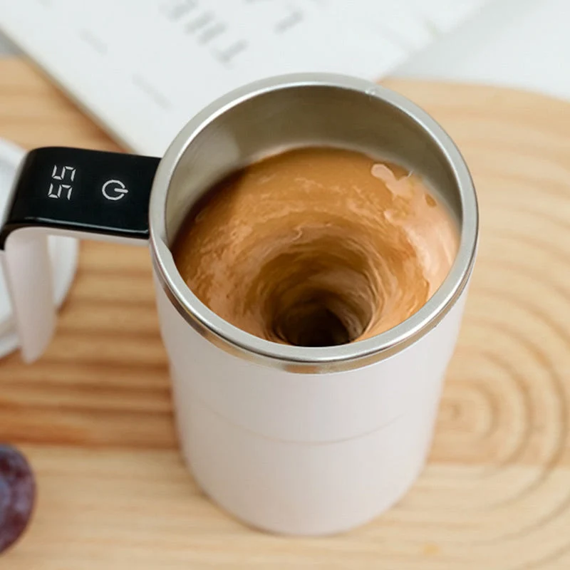 Selbstrührende Tasse | Magnetische Rührfunktion mit Temperaturanzeige & Edelstahl für Kaffee, Shakes und Getränke