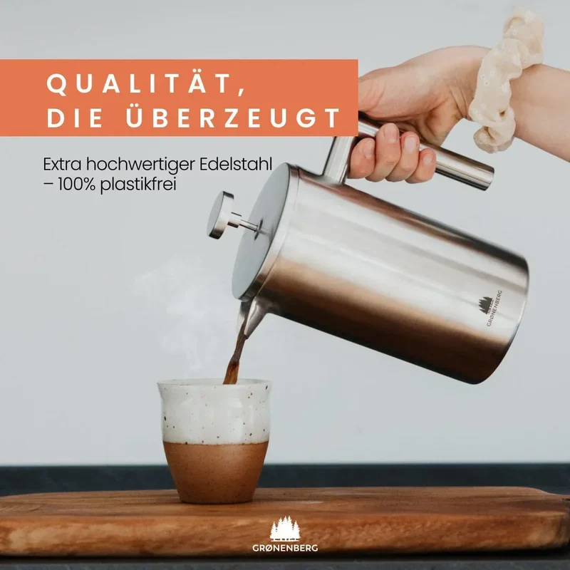 French Press aus Edelstahl | 350 ml Kaffeepresse mit doppelwandiger Isolierung