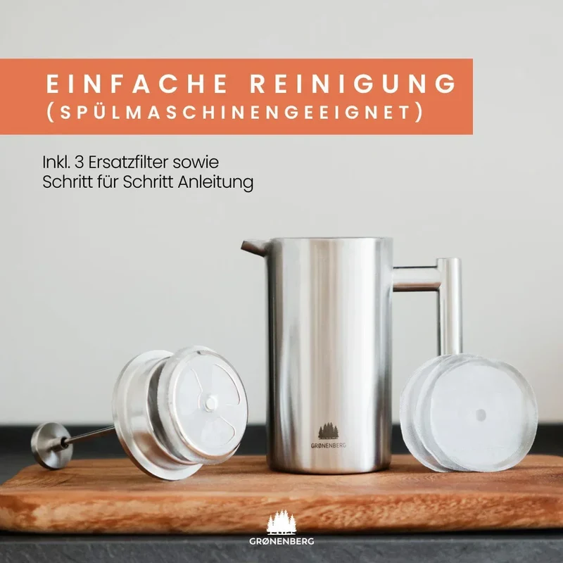 French Press aus Edelstahl | 350 ml Kaffeepresse mit doppelwandiger Isolierung