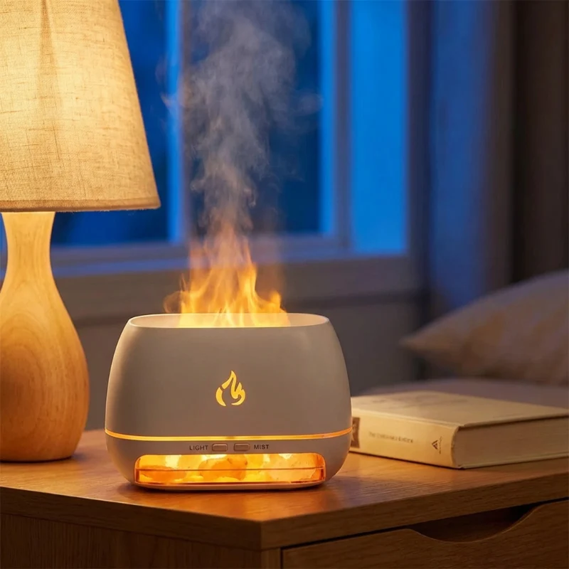 Aroma Diffuser | Luftbefeuchter mit Himalaya-Salz und LED-Flammeneffekt