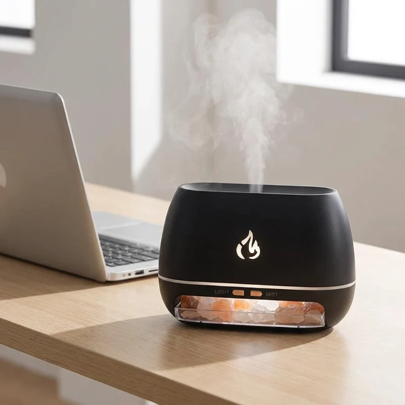 Aroma Diffuser | Luftbefeuchter mit Himalaya-Salz und LED-Flammeneffekt