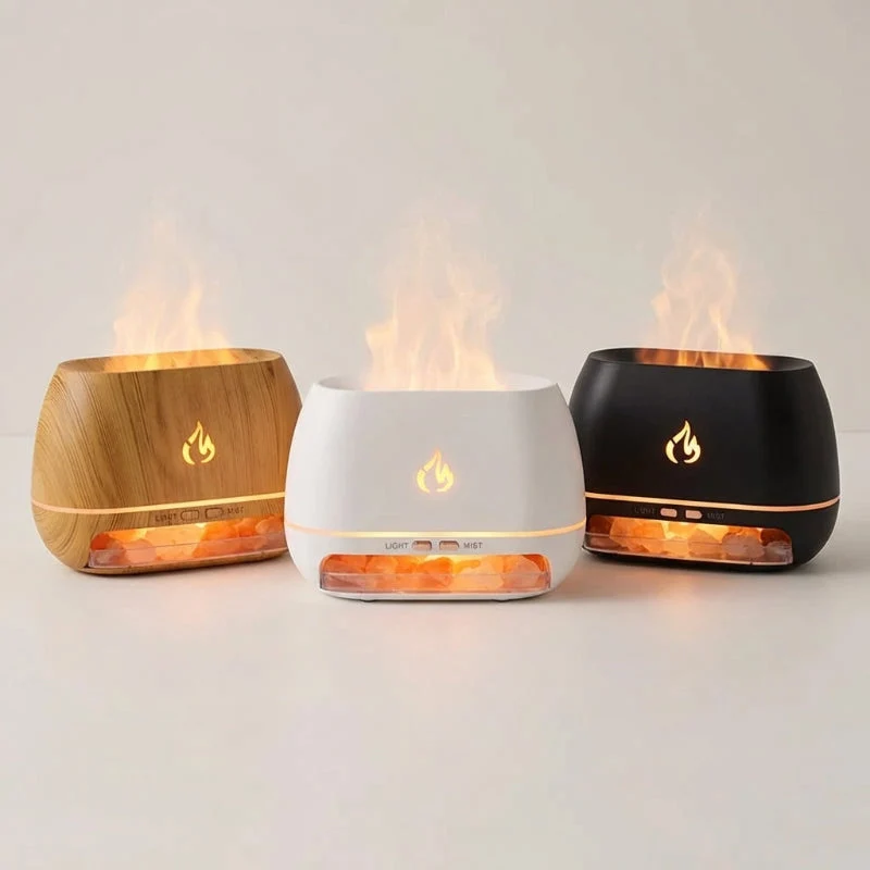 Aroma Diffuser | Luftbefeuchter mit Himalaya-Salz und LED-Flammeneffekt